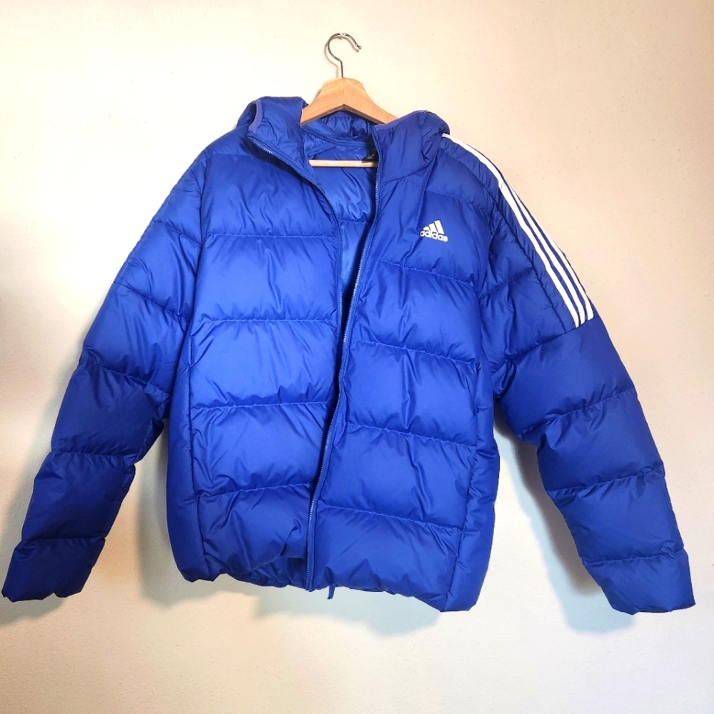 Adidas Lightweight Puffy Blue Jacket Size L